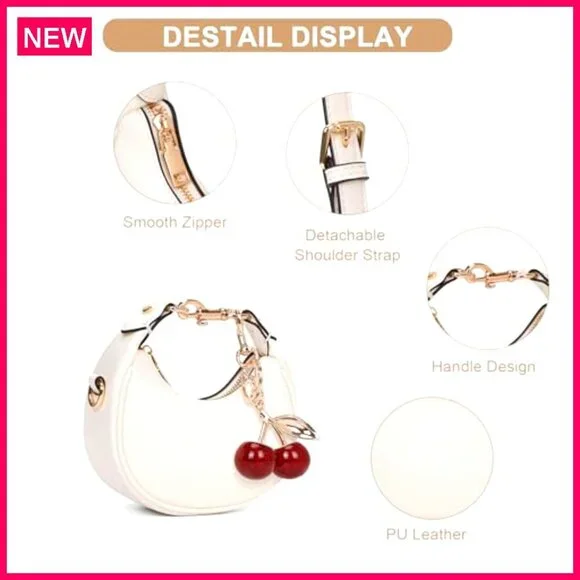 Mini PU Leather Crossbody Bag with Adjustable Strap, Top Handle Purse - Picture 5 of 7